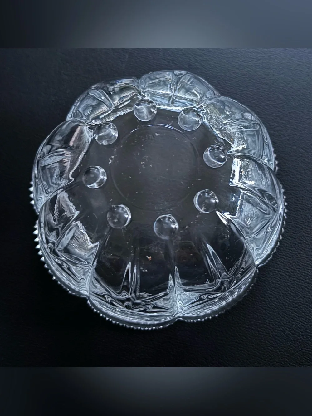 Vintage KIG Indonesia Clear Glass Scalloped Swag Bowl Candy Dish